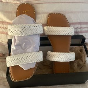 Nicole Miller White Braided Sandals
